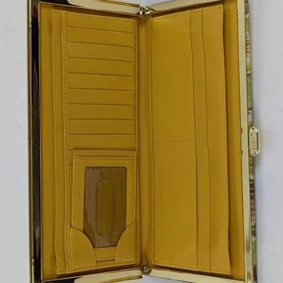 476. EUC Lodis Retro Inspired Green Yellow and Brown Vegan Leather Wallet/Clutch - Picture 7 of 7